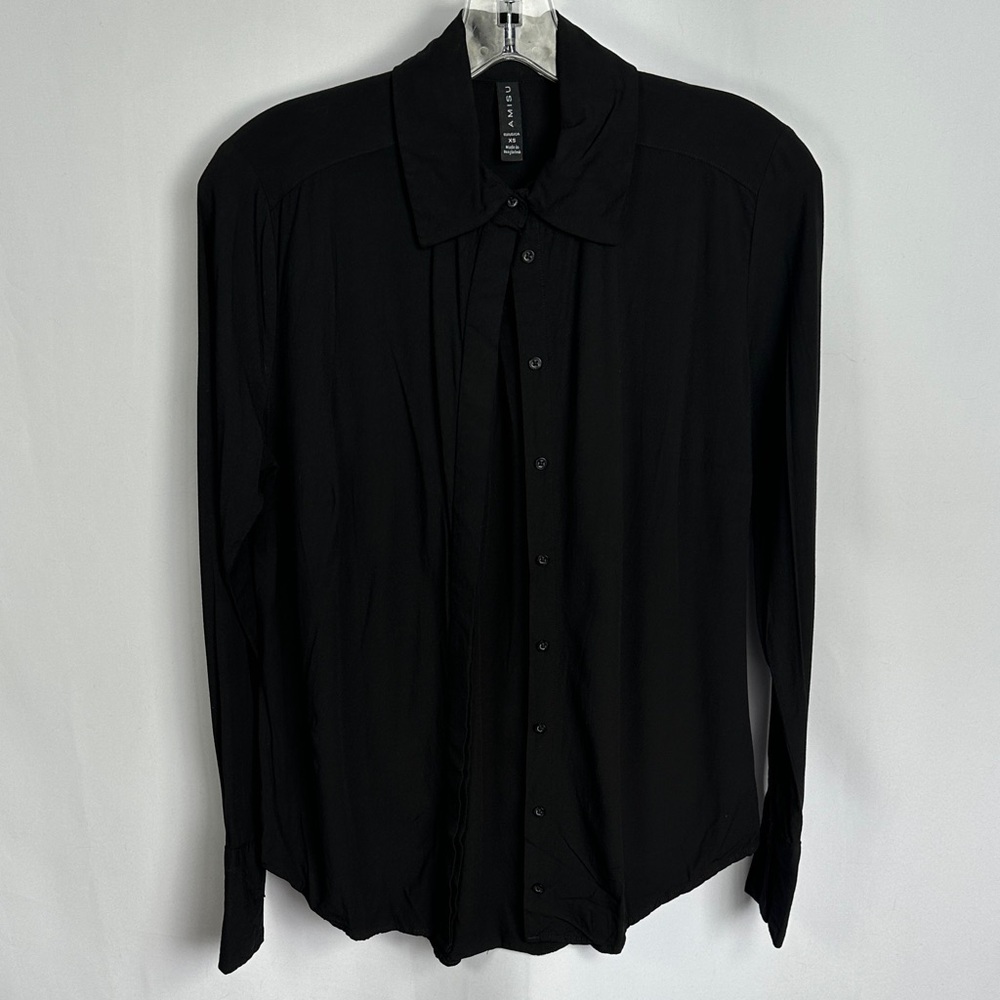 Amisu Black Button Up Blouse XS | Lightweight Long Sleeve | New Yorker